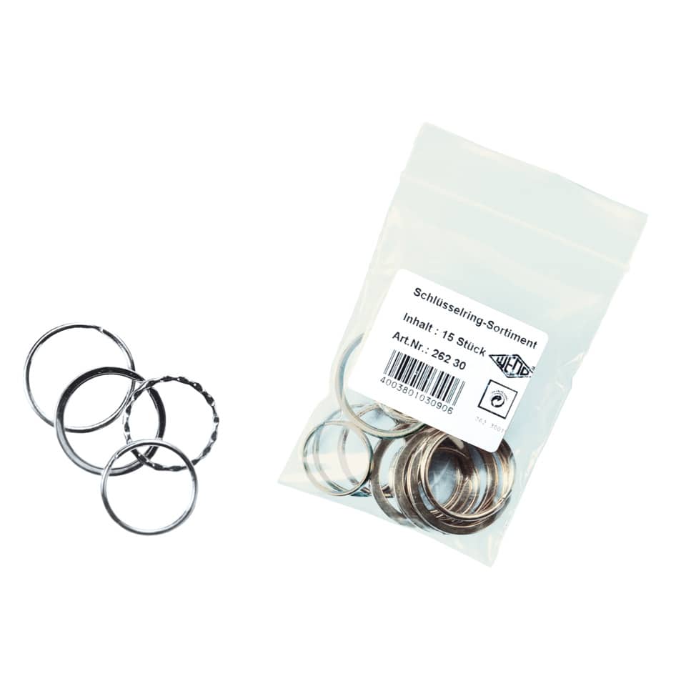 Schlüsselringe, Schlüsselanhänger, Metallringe, Ringe Ø klein, Set 15 Stück