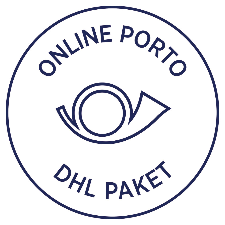 logo, online porto, dhl paket, stempel, versandservice
