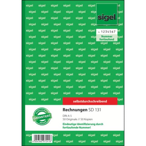 Rechnung, A5, 2x50 Blatt SIGEL SD131