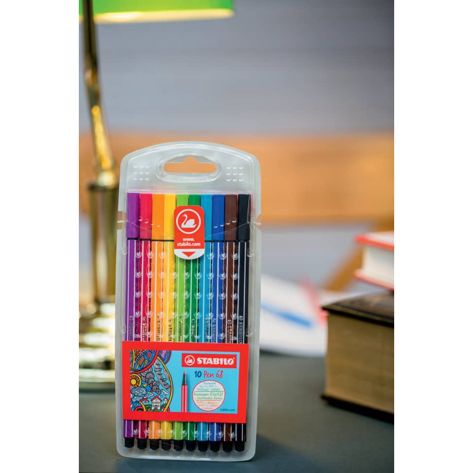 retractable case, colored pens, marker set, gel pens, stabilo