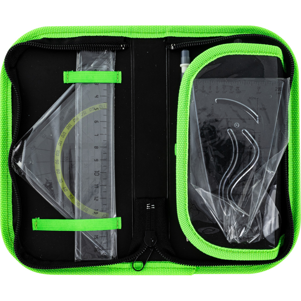 Schulset, Schreiblehre, Lineal, Protractor, Zirkelset