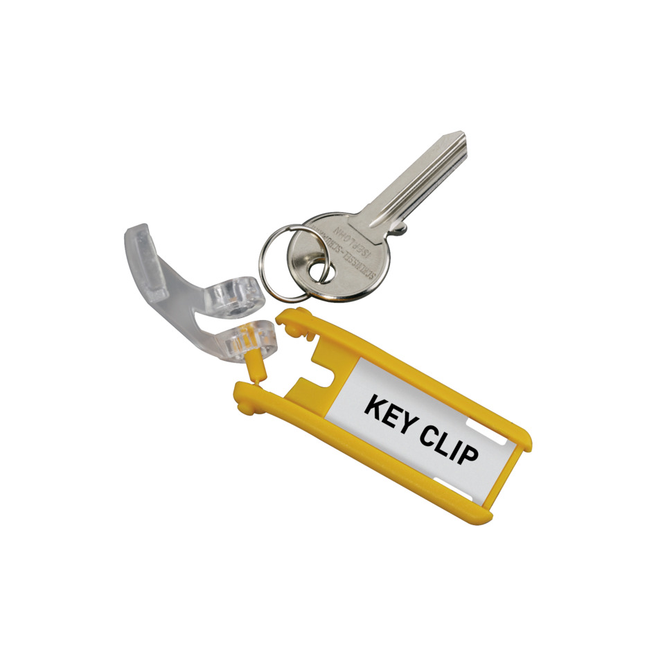Key Clip, Schlüsselanhänger, gelber Clip, Plastik, Etikettenhalter