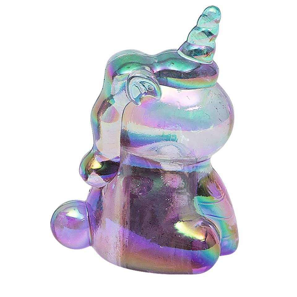 Einhorn-Figurine, irideszierendes Material, glitzerndes Spielzeug, Fantasy-Figur, weiche Skulptur