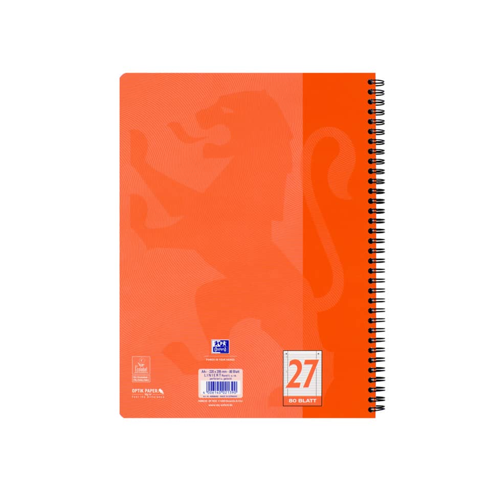 Spiralblock, Notizbuch, Oranje, Kunstleder, Linienmuster