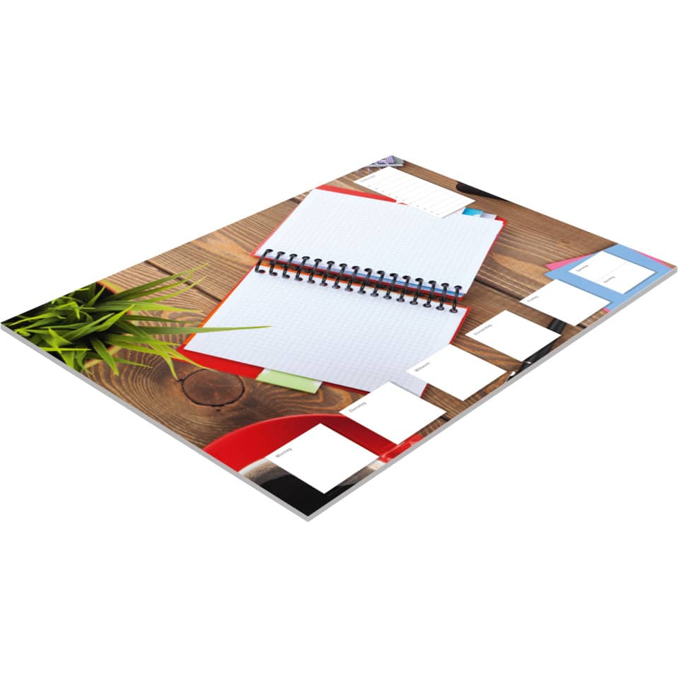 Notizbuch, Spiralblock, Notizpapier, Holztisch, Post-its