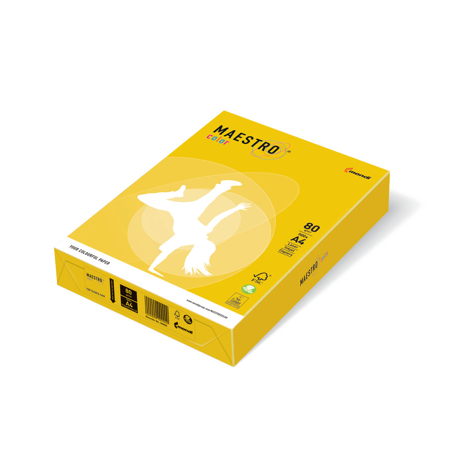Kopierpapier, 80g A4, Gelb Verpackung, Maestro Color, Papierbox