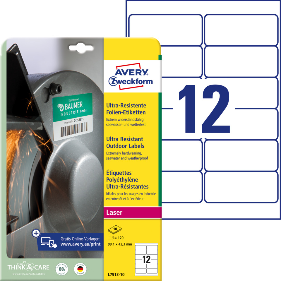 saw blade label, ultra resistente labels, adhesive labels, laser label, 12 sheets, Schleifscheibe, Industrielle Etiketten, Laserfolie, Sägeblatt, Etikett