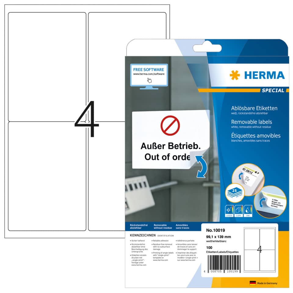 Etiketten, Aufkleber, Entfernbare Etiketten, Löschbar, Herma