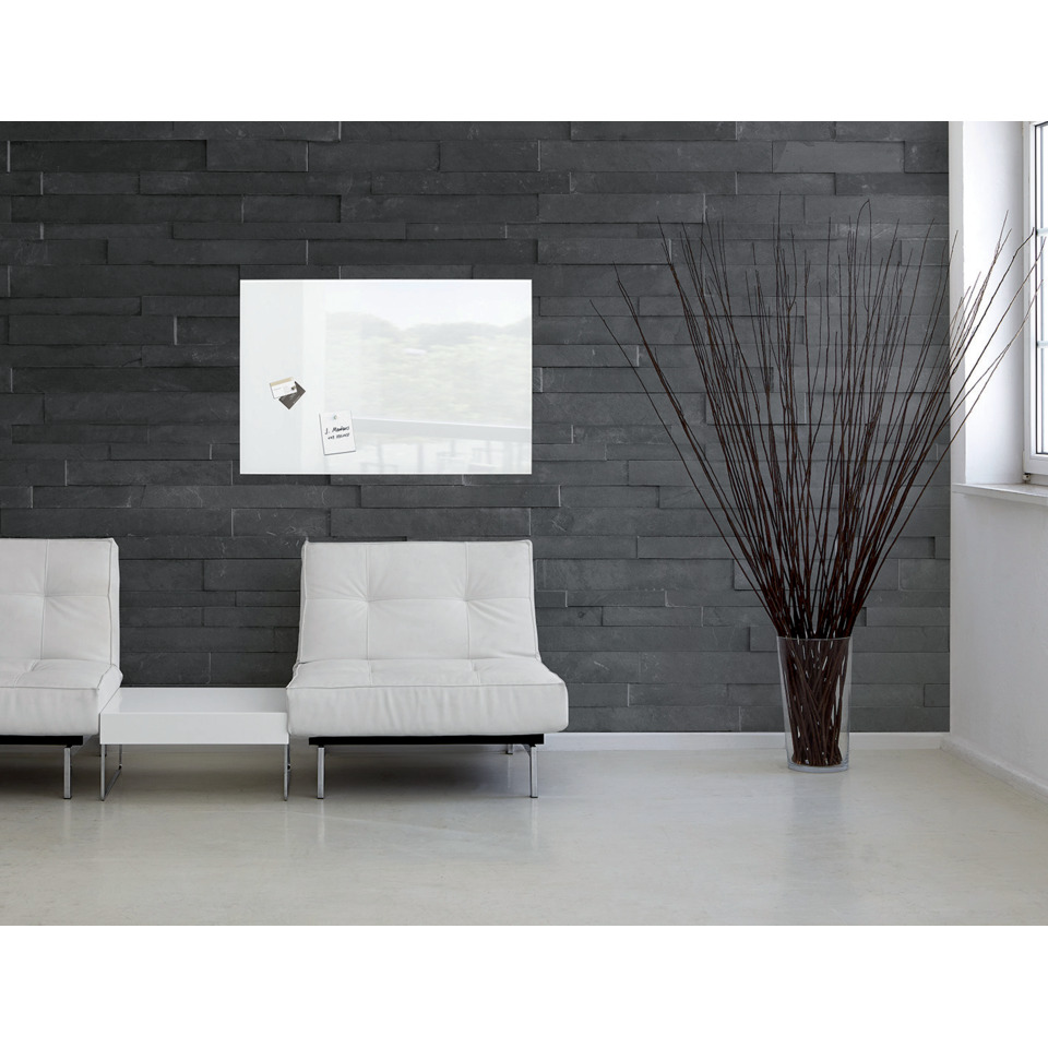 Sessel, Wohnzimmer, weiße Sitzbank, Steinwand, Dekoration, Sofa, Wohnzimmer, Sitzgruppe, Weiß, Ziegelwand