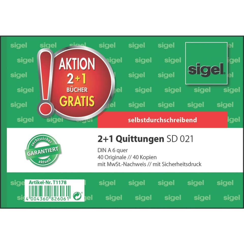 quittungen, 2+1, sd 021, selbstklebend, sigel