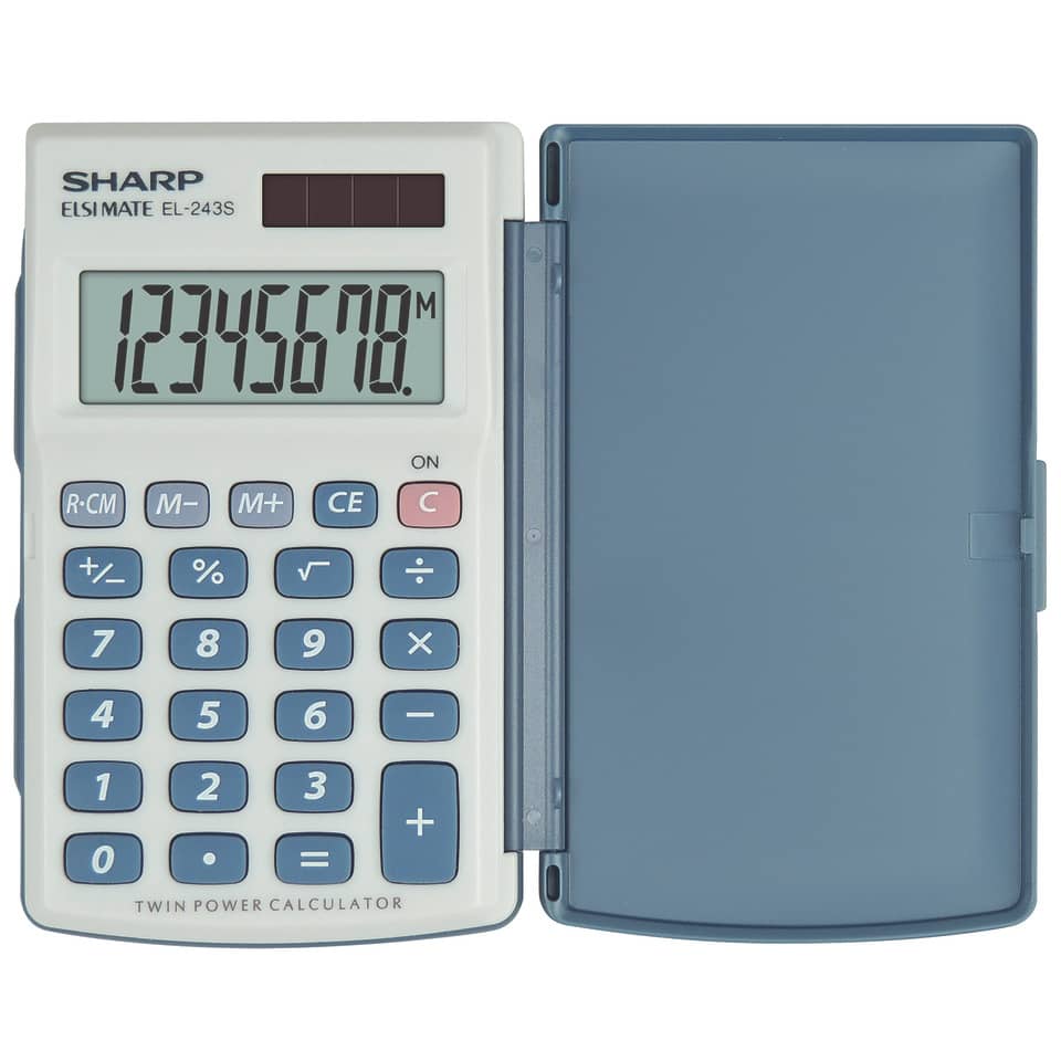 Taschenrechner, Schwarz, Taschenrechner mit Deckel, Grauer Deckel, Elektronikgerät