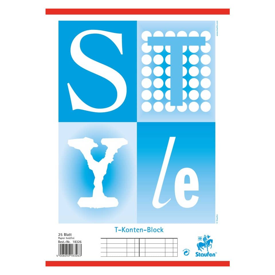 T-Block, Konten-Block, Papier, Blau, Stellenbeschreibung