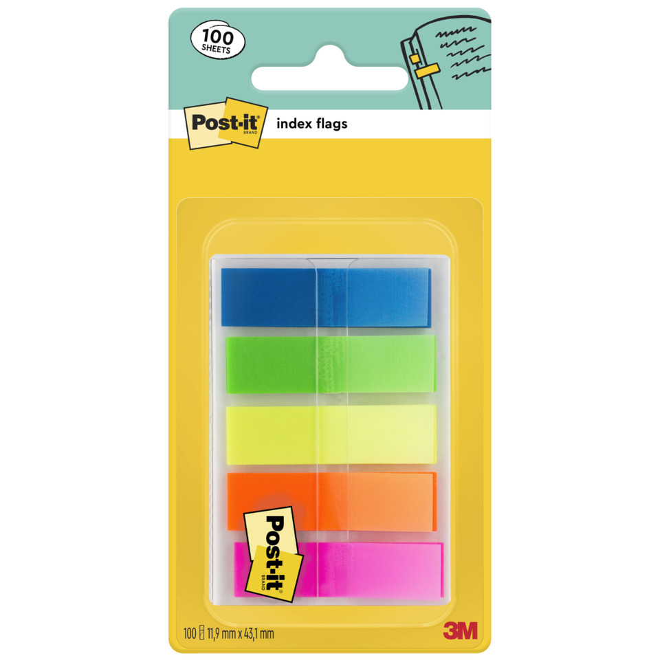 Post-it flags, Index Flags, Neonfarben, Haftnotizen, rechteckige Marker