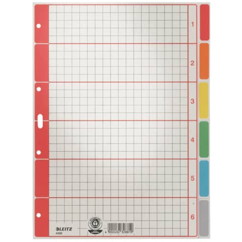 Kartonregister Blanko, A4, Karton, 6 Blatt, grau LEITZ 4350-00-85