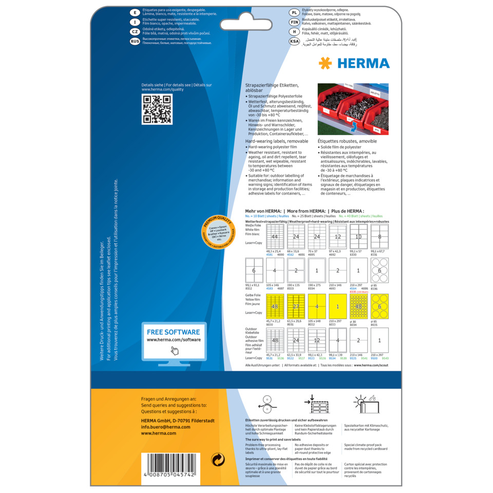 Etiketten, Verpackungsetiketten, Beschriftung, Packung, HERMA, Etiketten, Lagerung, Herma, Aufkleberbox, Polyesterfolie