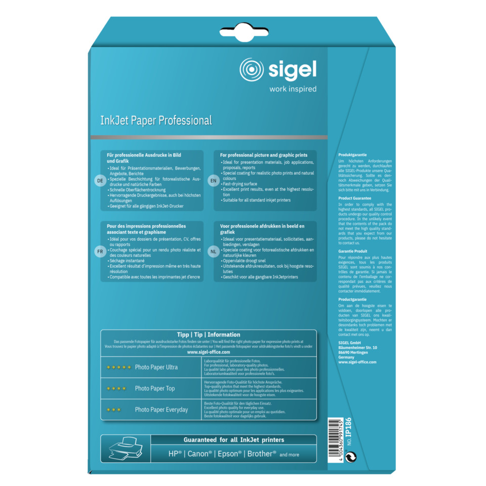 Tintenstrahldruck, Papier, Professionell, Blaues Kästchen, Sigel