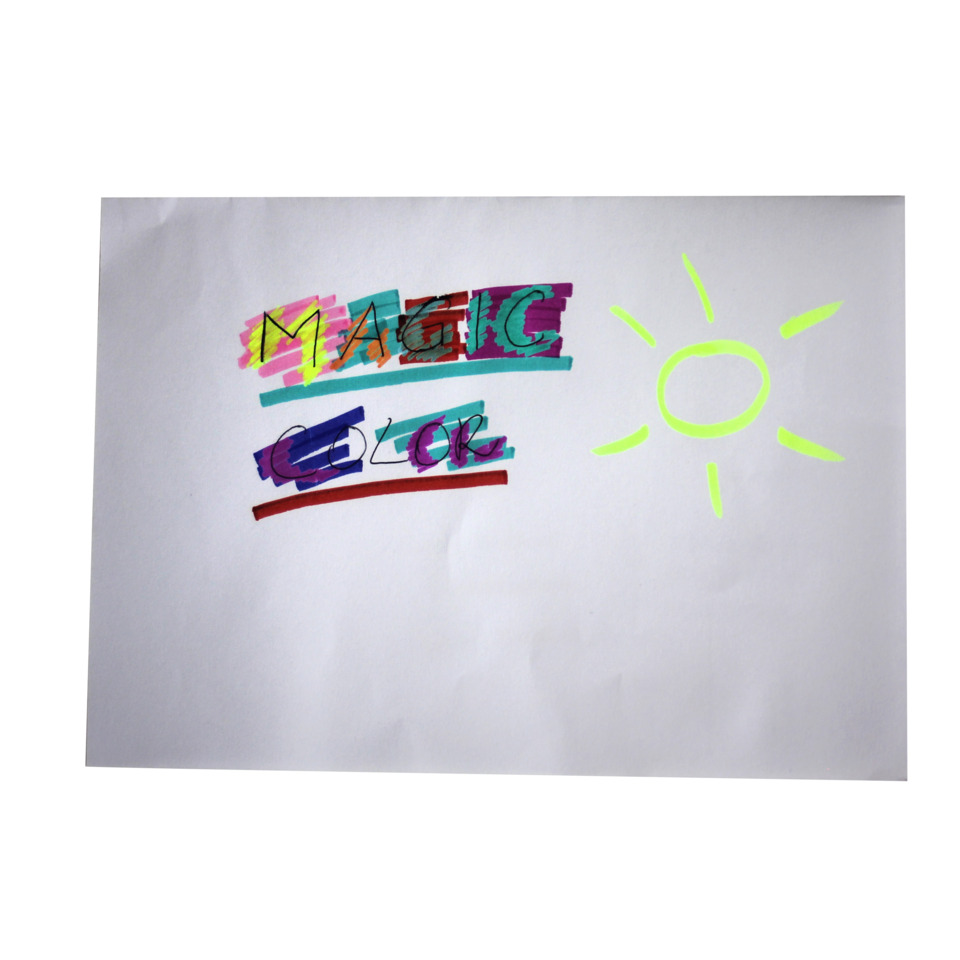 Magic Color, Kinderzeichnung, Sonne, bunte Farben, Papier