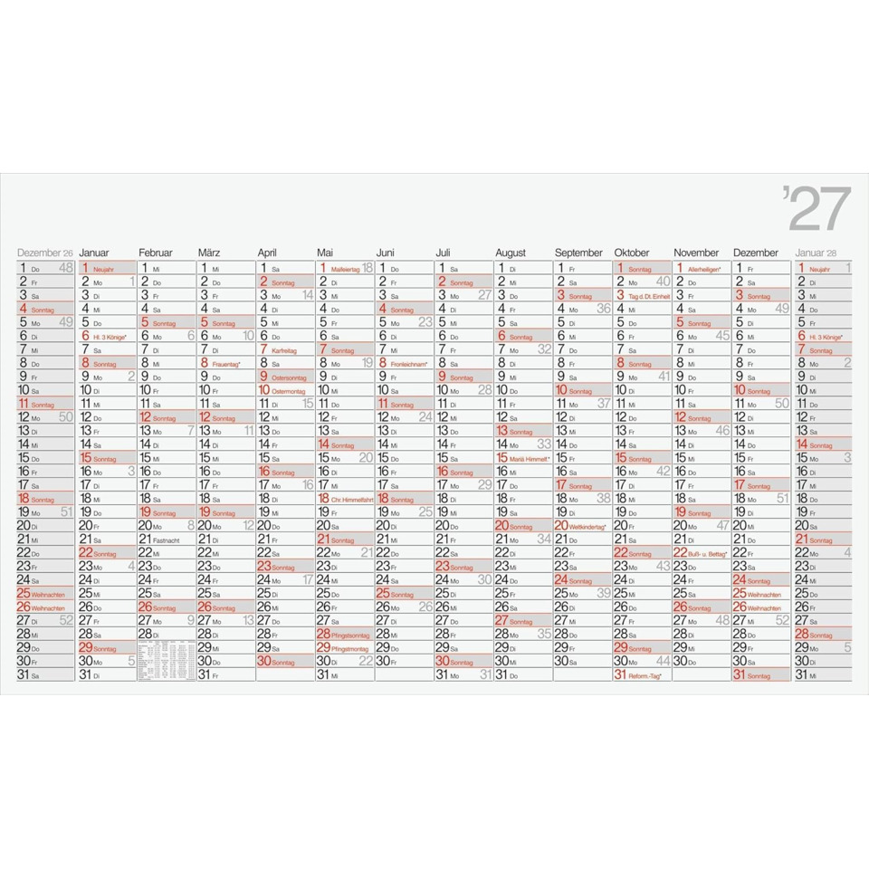 Wandkalender Office 2 2027, 1140 x 685 mm, 14M/1S RIDO 7033670007