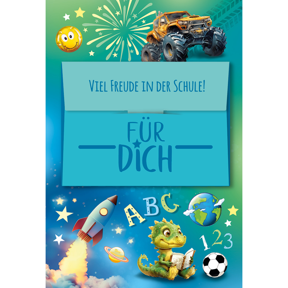 Monster-Truck, Motivationskarte, Schule, ABC, Weltkugel