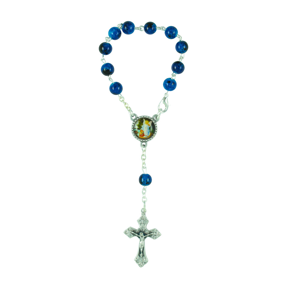 rosary, blauePerlen, Kreuzanhänger, Medaille, Steinperlen