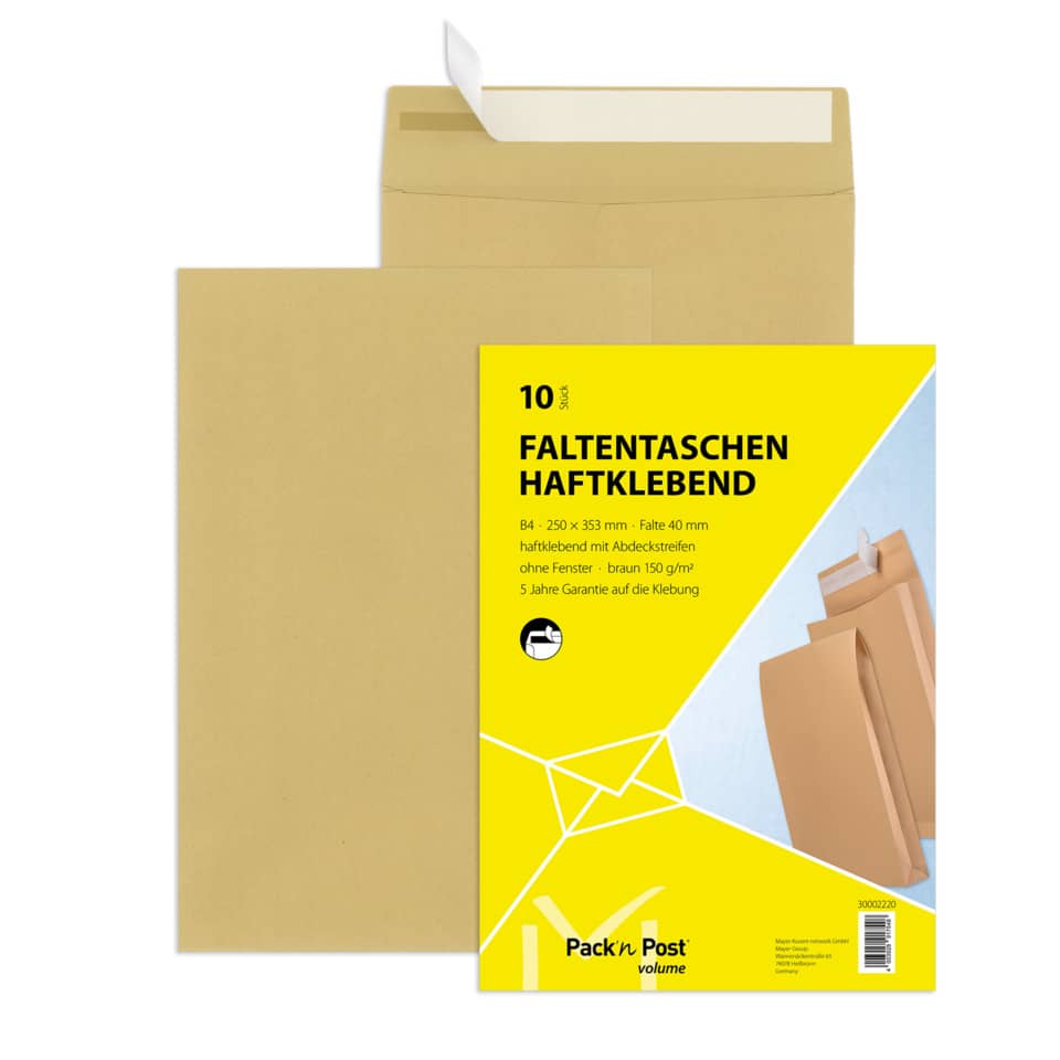 Faltentaschen, Haftkleben, Kartenumschlag, Pack'n Post, Brieftasche