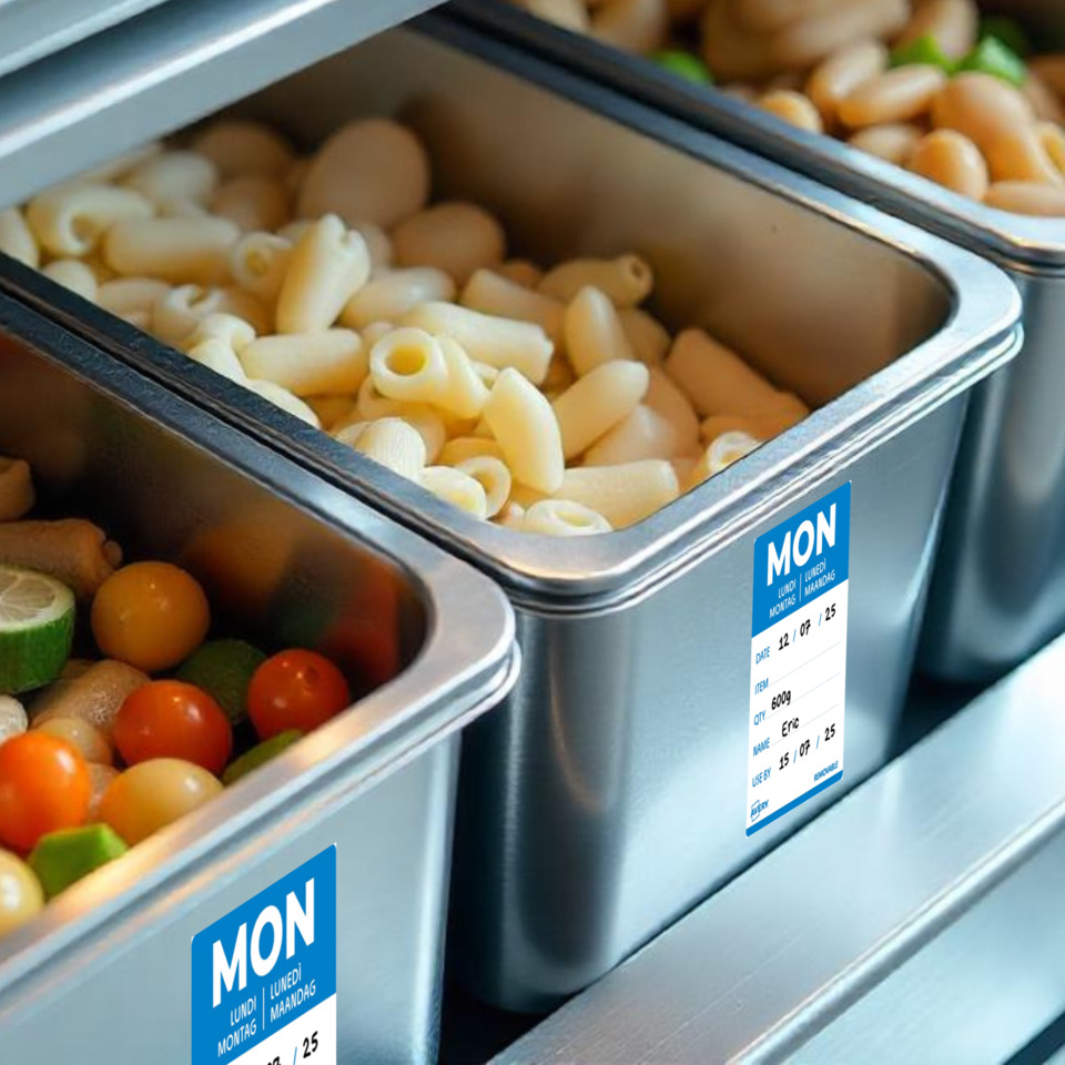pasta, penne, gelb, metallbehälter, lebensmittelvitrine