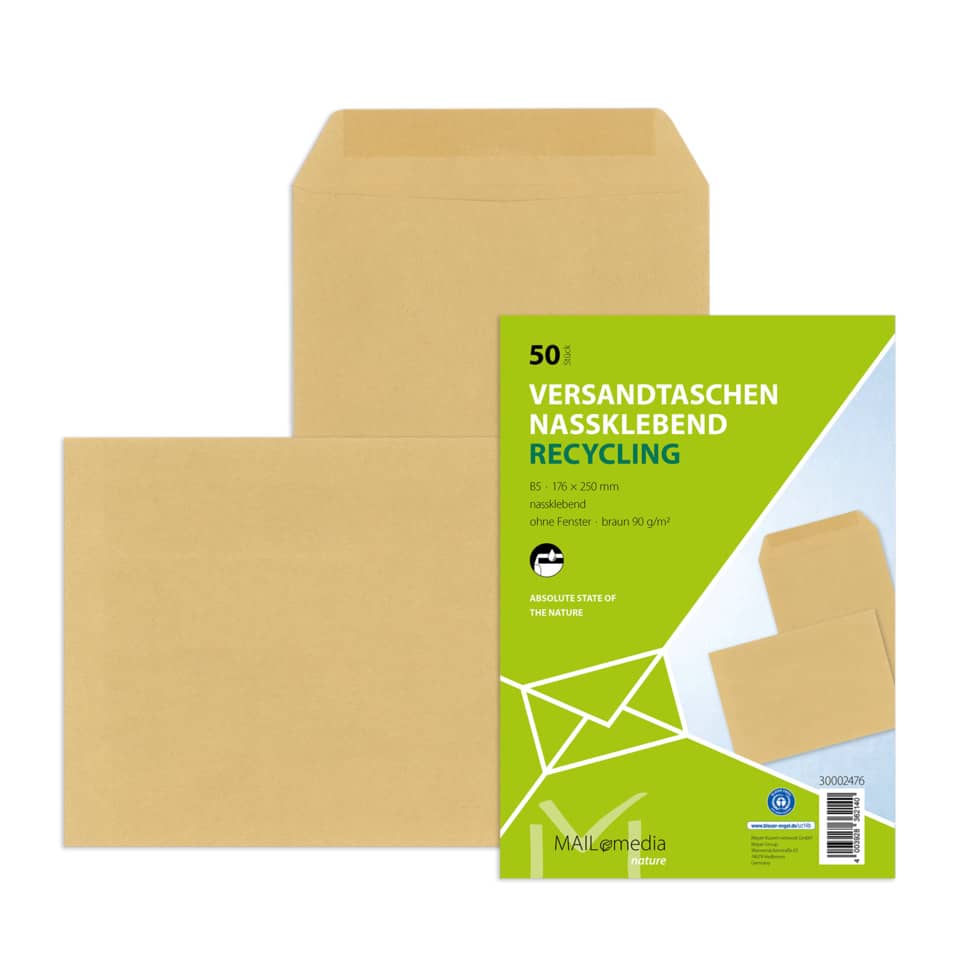 Umschläge, Briefumschläge, Nassklebend, Recycling, Briefformate