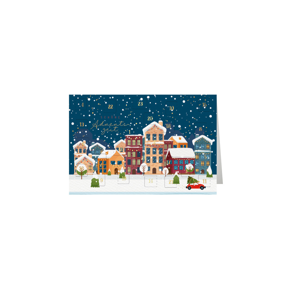 Adventskalender, Winterdorf, Schneestadt, Schnee, Fahrzeug