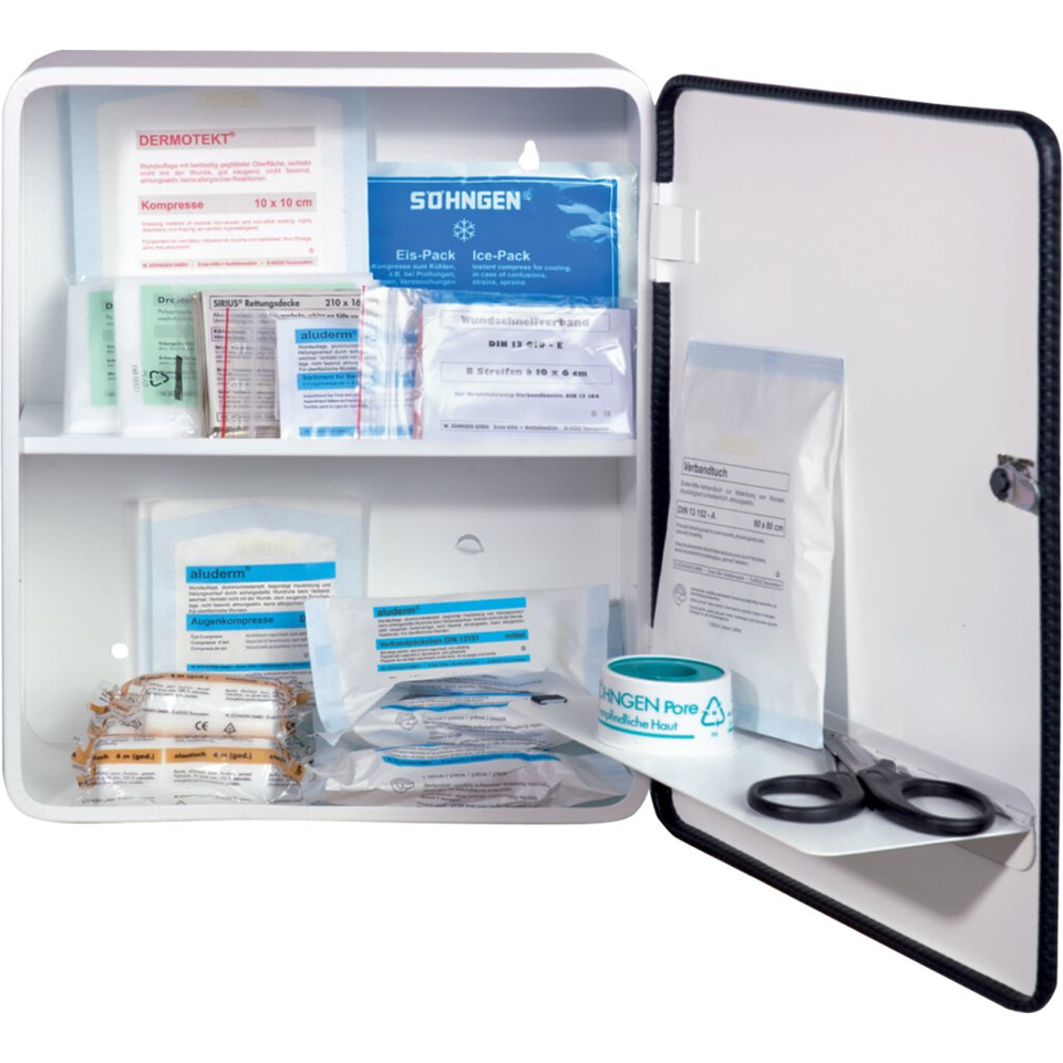 Erste Hilfe, Medizinischer Notfall, Kühlpack, Verbandsmaterial, Plastikverpackungen