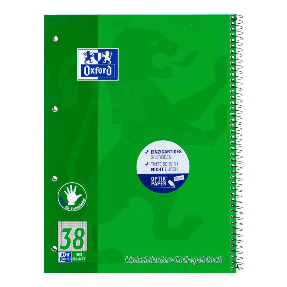 notebook, spiralbound, green, Oxford, collegeblock