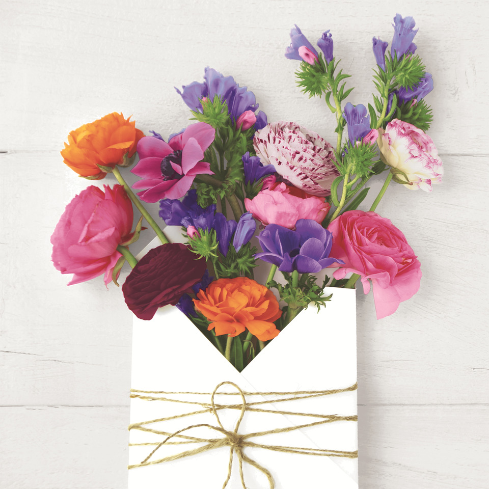 Blumenstrauß, Bouquet, Floristik, Papierumschlag, Schnittblumen