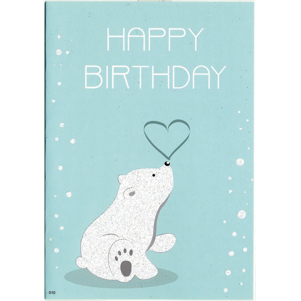 Karte, Birthday, Polarname, Polarbär, Herzballon