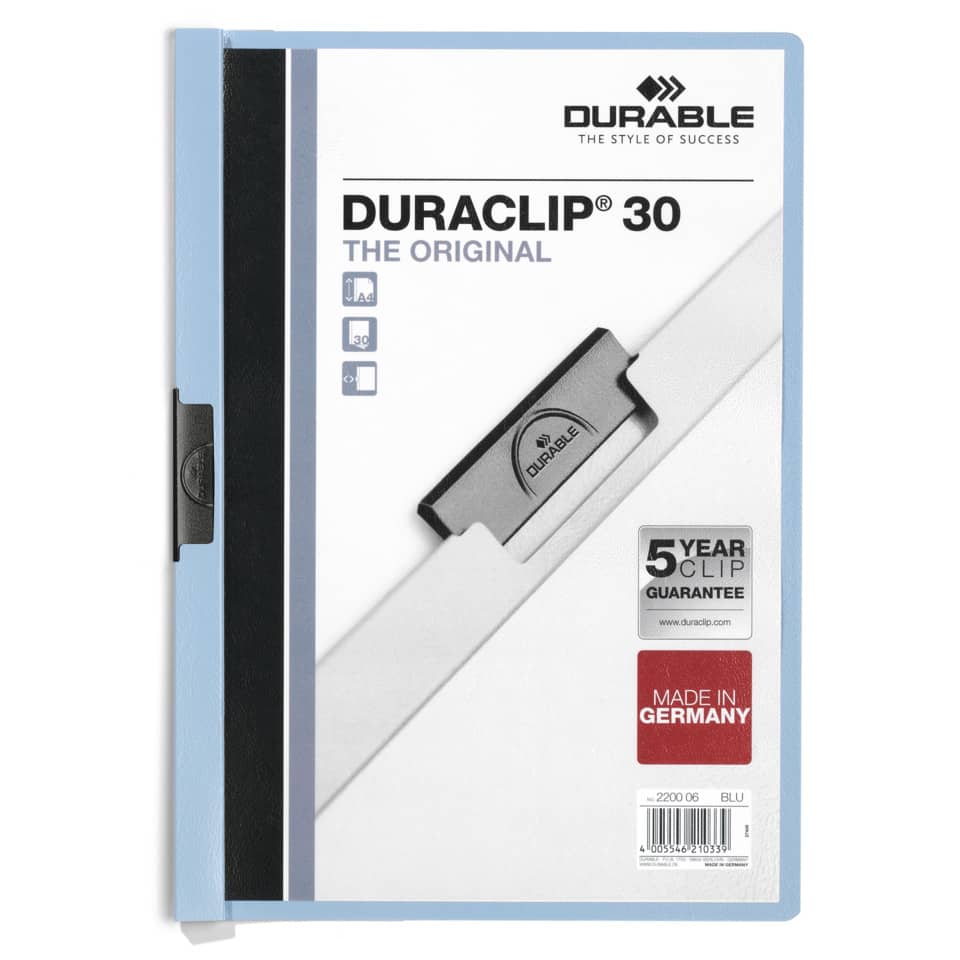 Ordner, Durable Clip, A4, Kunststoff, Blau