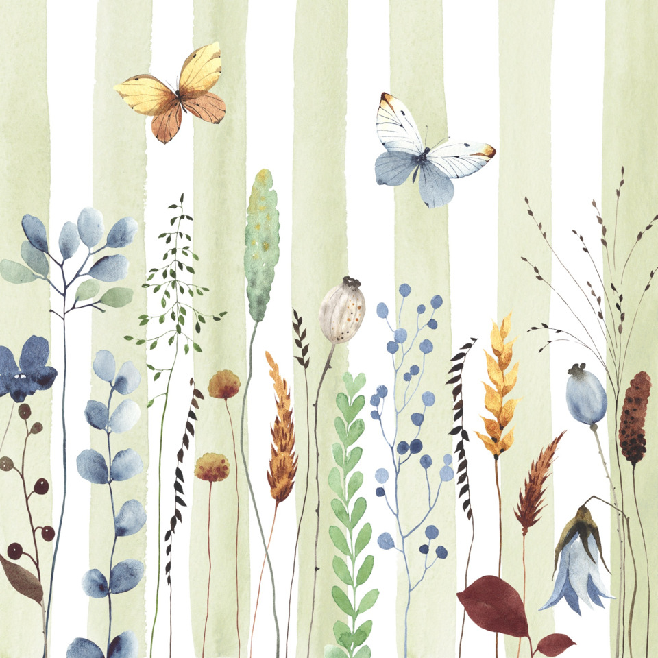 Schmetterlinge, Blumen, Botanisch, Aquarell, Muster
