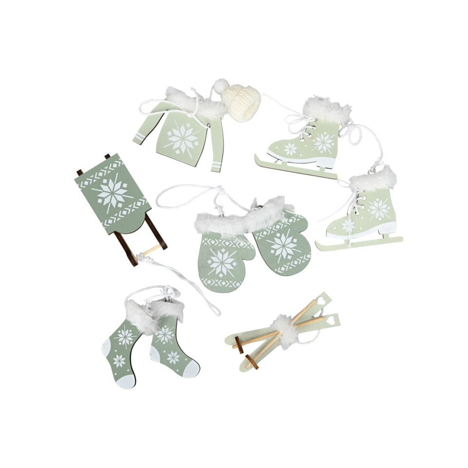 Schuhset, Schuhe, Winterset, Holzschlitten, Stoffornament