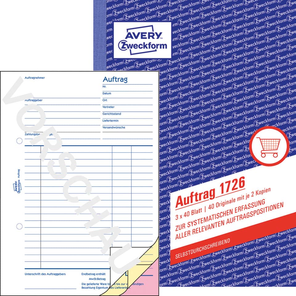 Kasse, Auftrag, Formular, Briefpapier, Zweckform