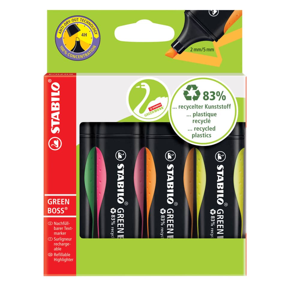 Highlighter, Marker, Eco-friendly, Rechargeable, Plastic recycling