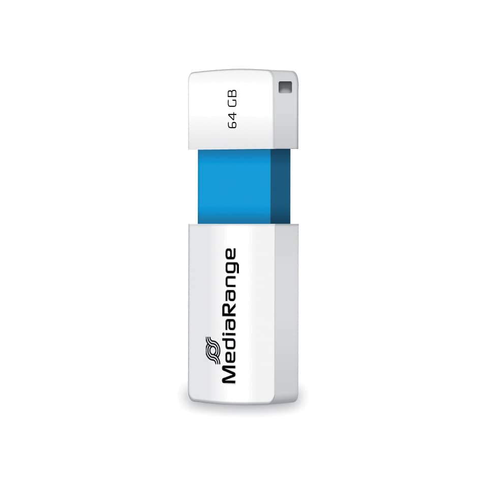 usb-stick, flash-drive, 64GB, blue, metallic-white