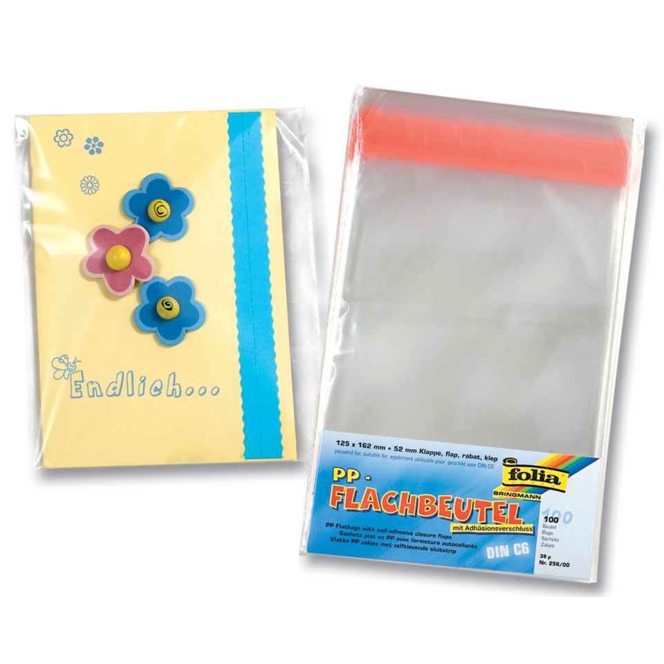 Flachbeutel, 125x162mm, 100 Stück, klar FOLIA 256/00
