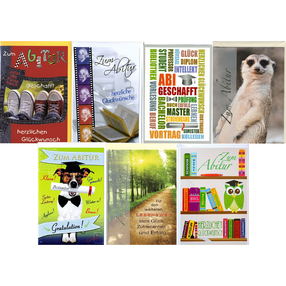 Abiturkarten, Glückwunschkarten, Schulabschluss, Dekoration, Bücherregal-Design