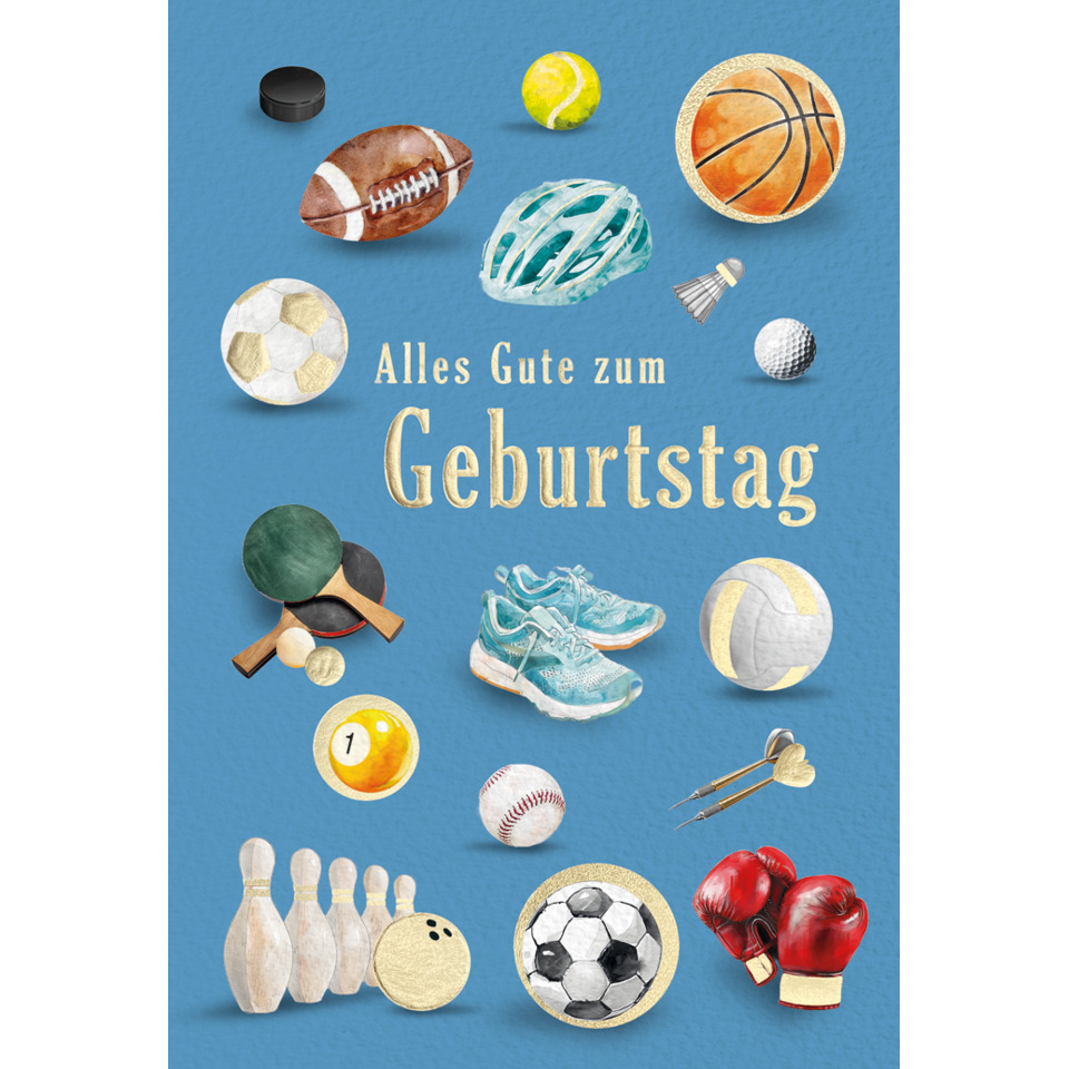 Sportartikel, Geburtstag, Bälle, Schuhe, Schläger