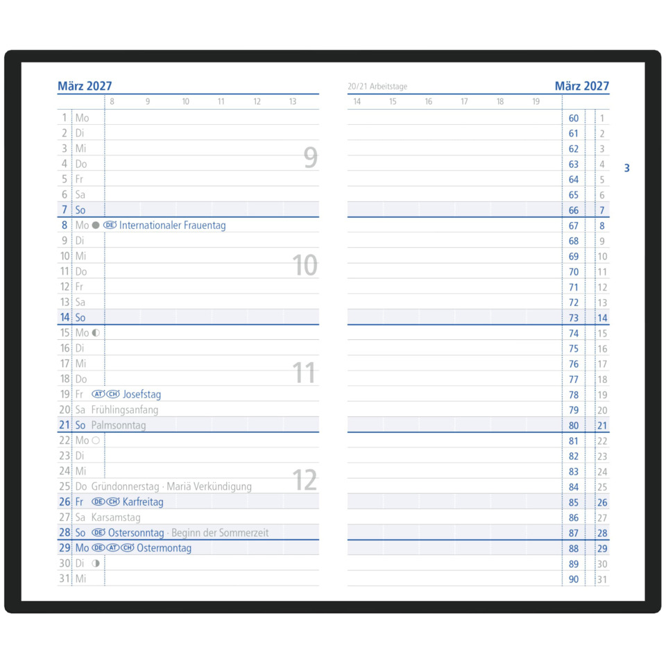 Kalender, Monatansicht, Wandkalender, Tageseinträge, Terminplan