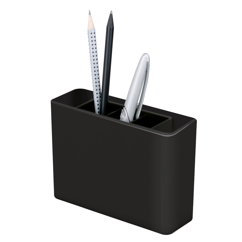 Schreibtischorganizer, Stifthalter, Bleistiftbecher, Schwarz, Kunststoff