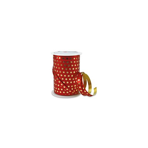 Ringelband Sternchen, 10mmx100m, rot  7049-709