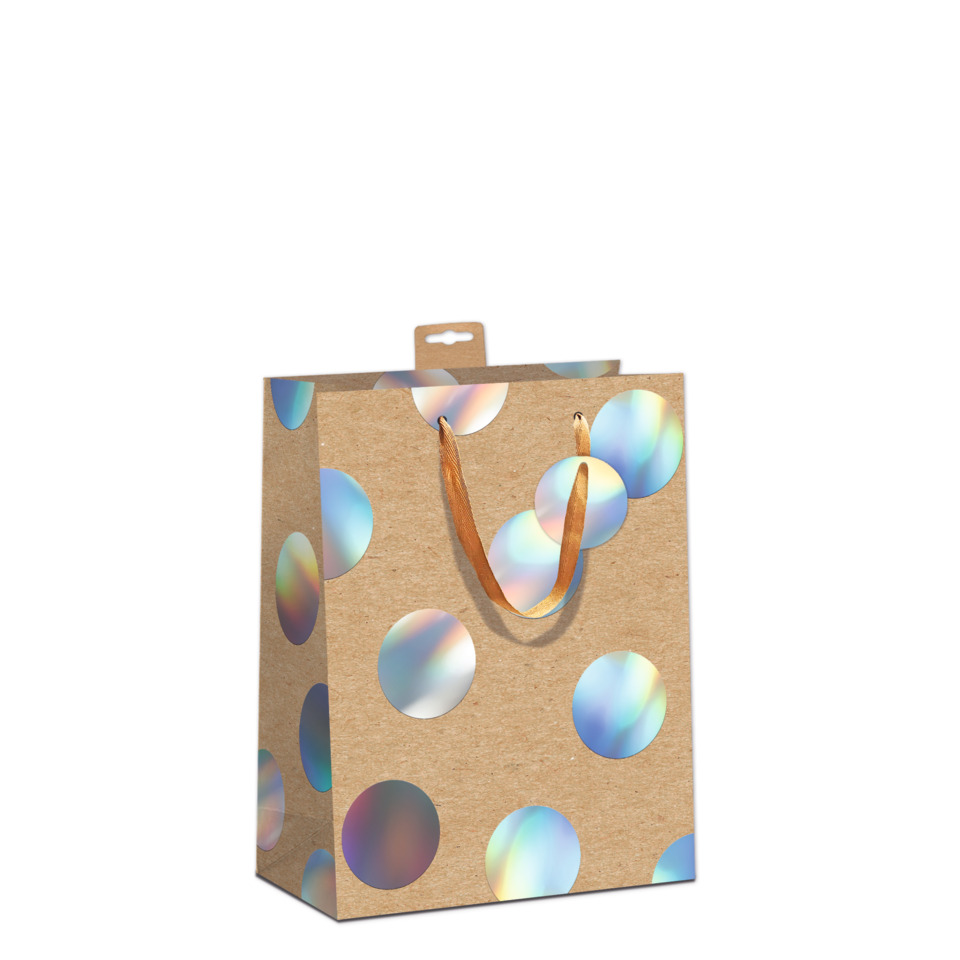 Geschenkverpackung, Strukturkarton, Geschenktasche, Polka-Dots, Holographic Punkte