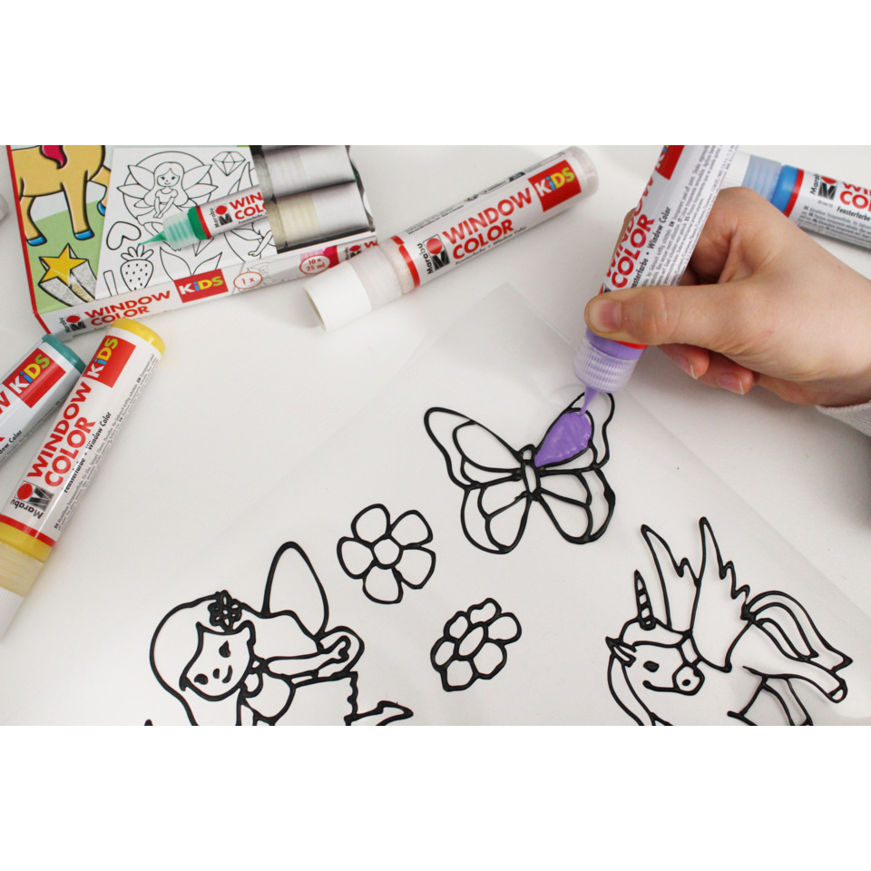 Kindermal-Set, Farbstifte, Malvorlage, Ausmalbild, Pinselstifte