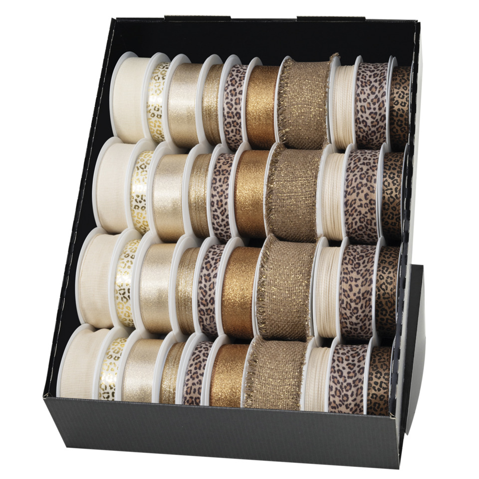 Geschenkband, Dekorband, Leopard-Print, Glitzerband, Schimmerndes Band