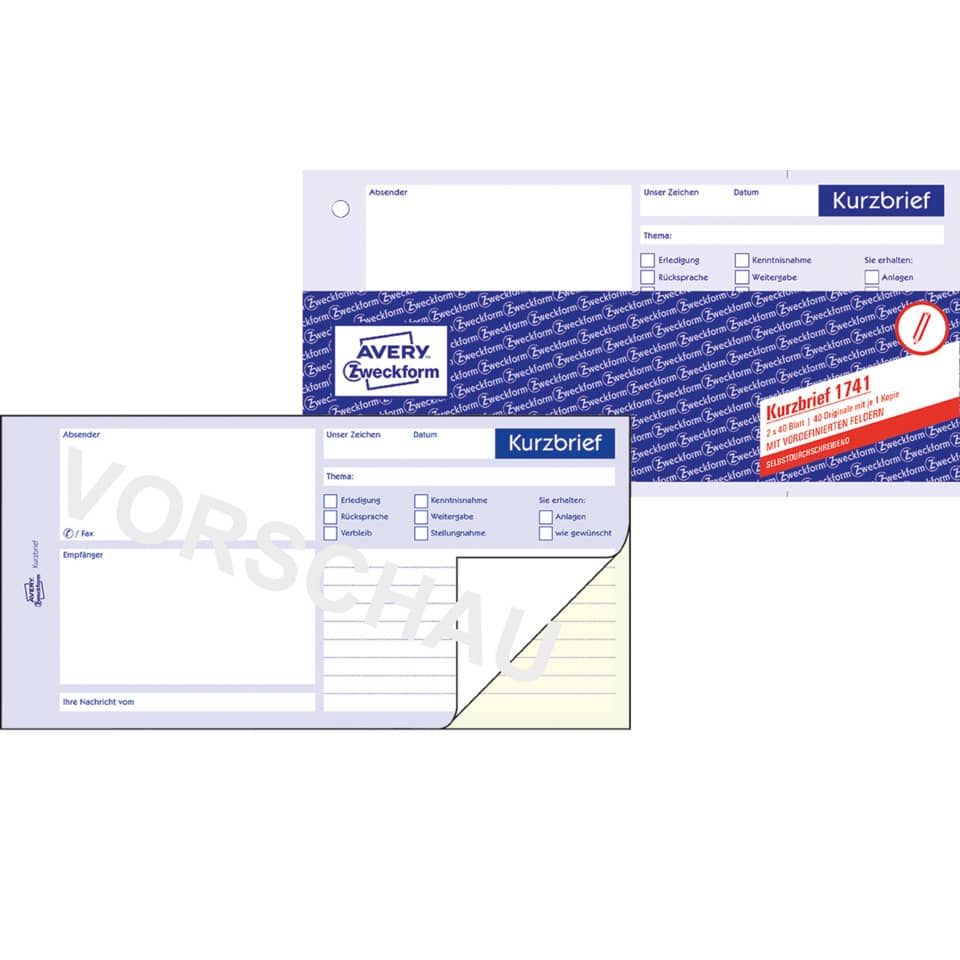 Kurzbrief, Formblatt, Kartenformat, Papier, Vordruck