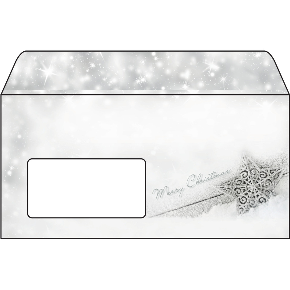 Briefumschlag, Weihnachtsdesign, Silber, Sternendesign, Geschenkumschlag, Weihnachtsumschlag, Geschenkverpackung, Schnee design, Sterne Muster, Merry Christmas Schrift