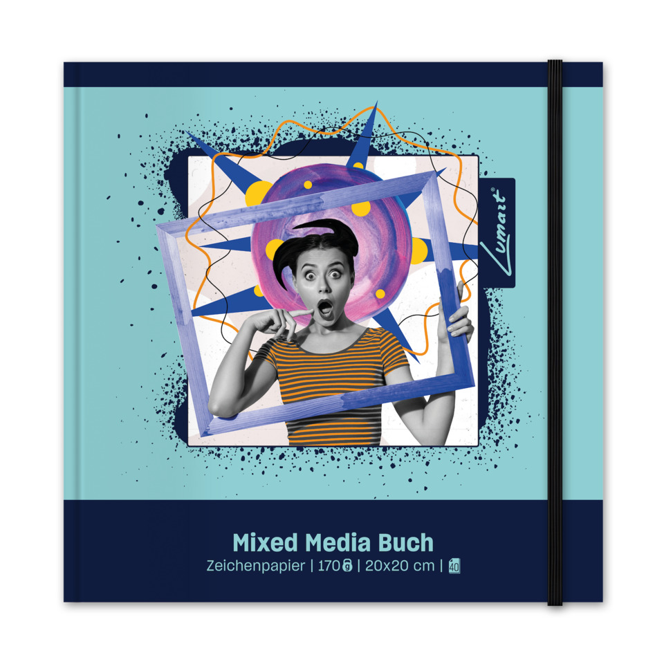 Mixed Media, Notizbuch, Kunst, Blau, Streifen